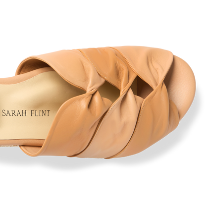 Perfect Arabesque Wedge 50 in Two-Tone Camel Nappa & Woven Wedge