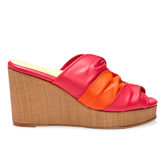 Perfect Arabesque Wedge 80 in Positano Pink Nappa & Woven Wedge