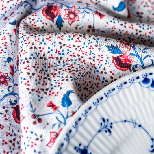 Table Runner in Burgundy Floral Cotton