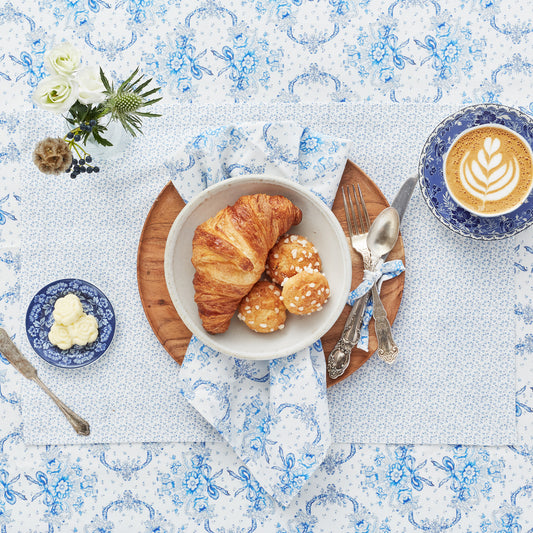 4-Piece Rectangular Placemat Set Sarah Flint x Maman Blue And White Ditsy Floral Cotton