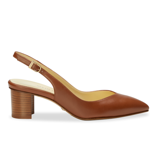 50mm Italian Made Emma Slingback Pump in Cognac Calf