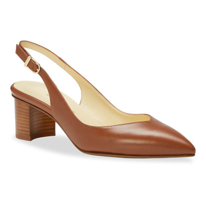 50mm Italian Made Emma Slingback Pump in Cognac Calf