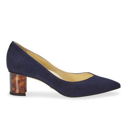 50mm Italian Made Pointed Toe Perfect Emma Pump in Navy Suede