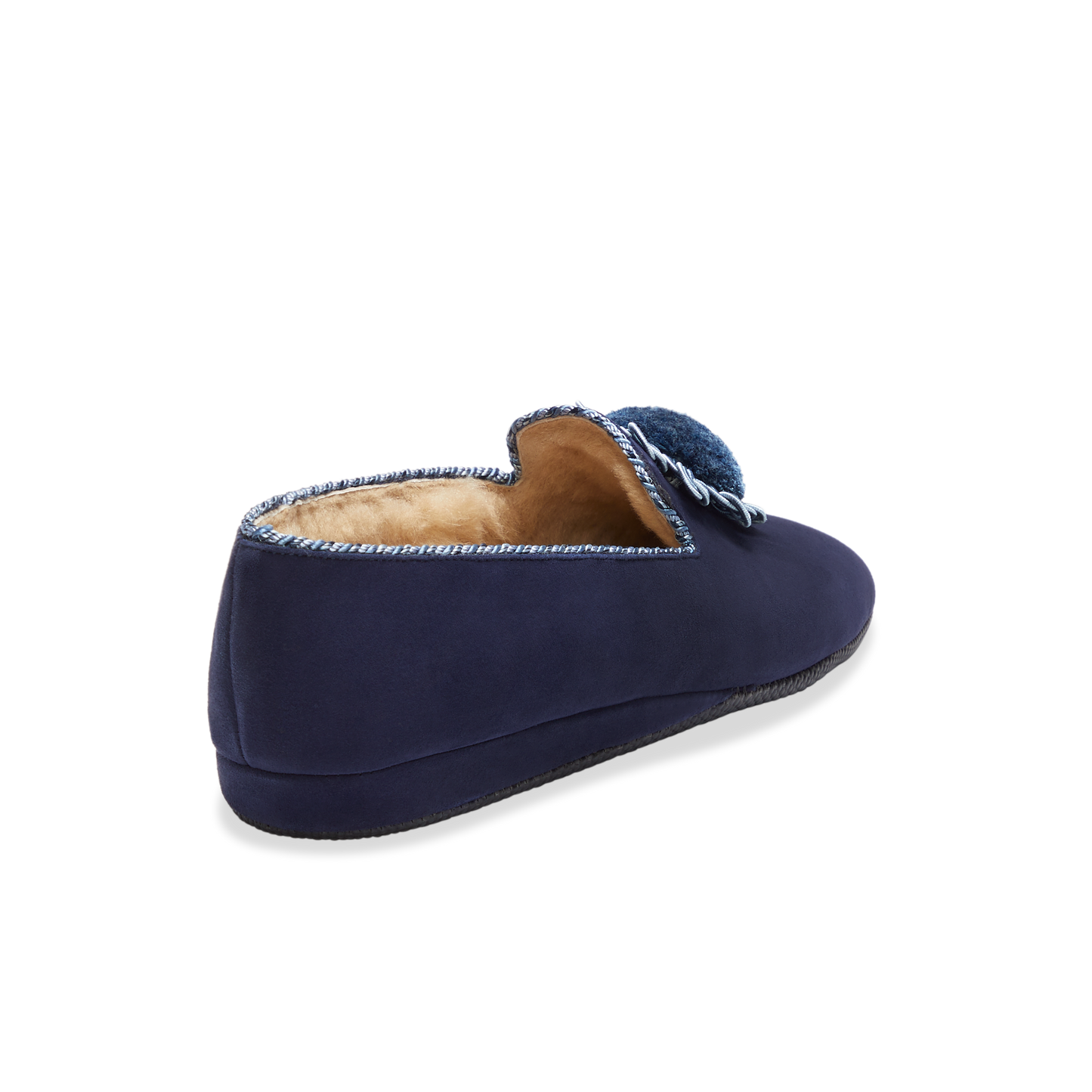 Fireside House Shoe in Navy Rosette Suede
