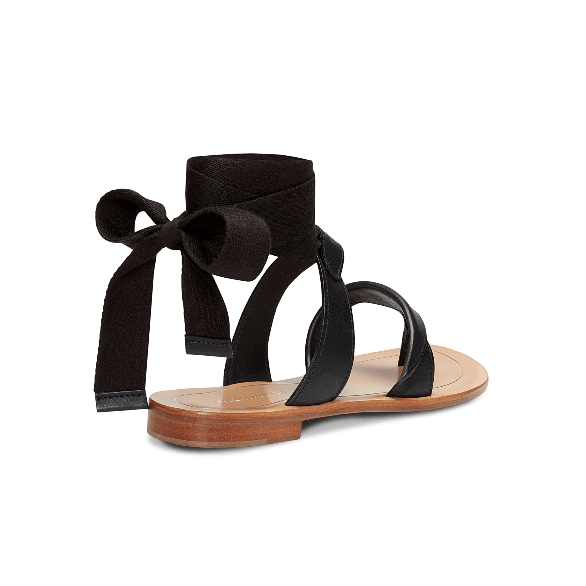 10mm Italian Made Flat Grear Sandal in Black Vachetta