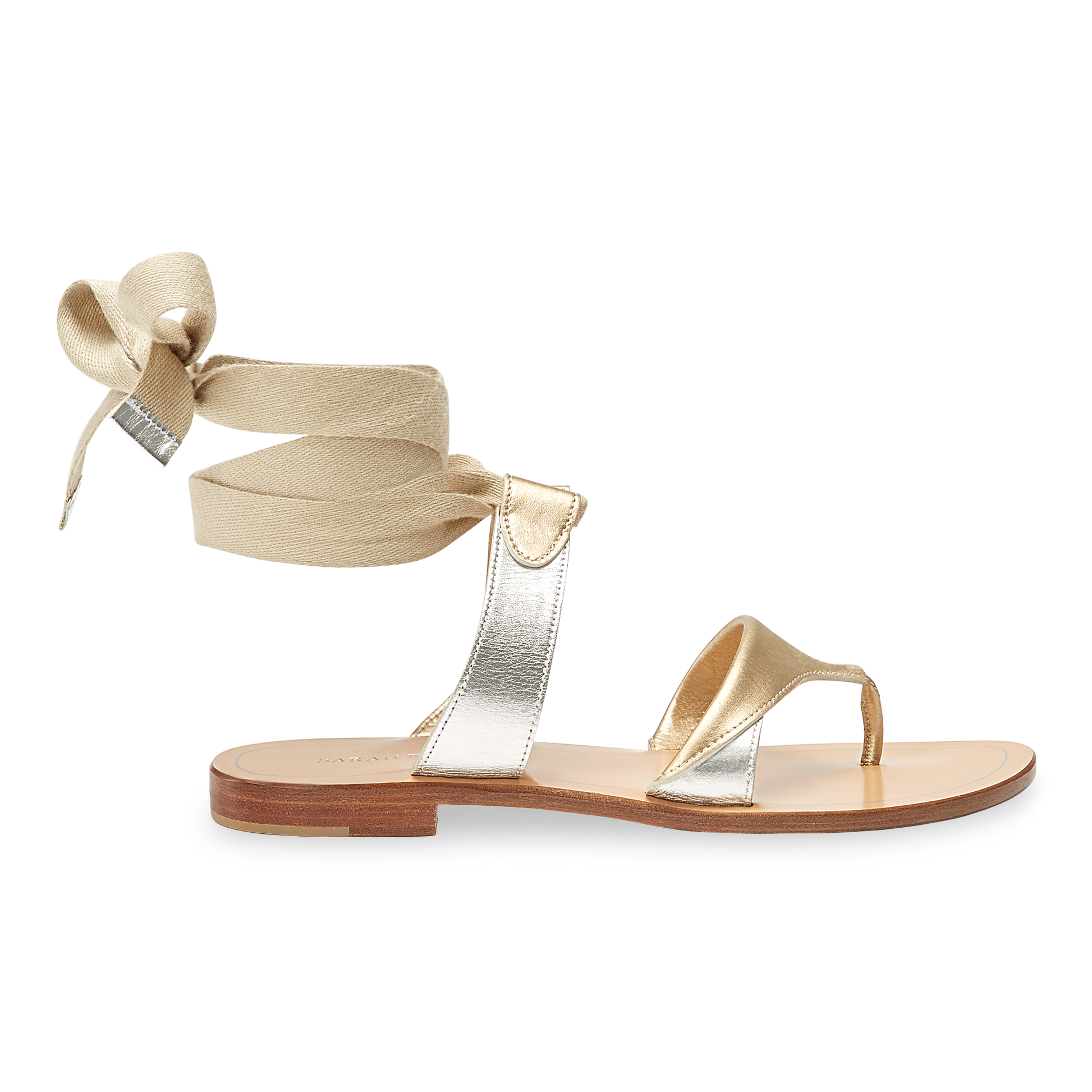 10mm Italian Made Flat Grear Sandal in Gold Calf