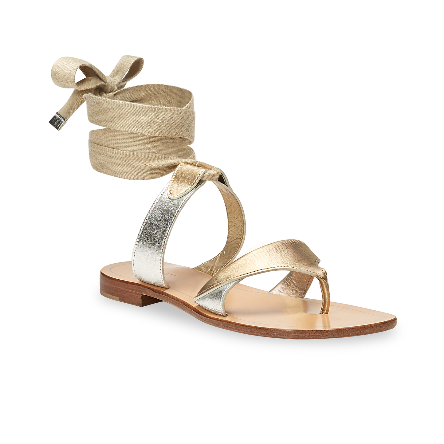 10mm Italian Made Flat Grear Sandal in Gold Calf