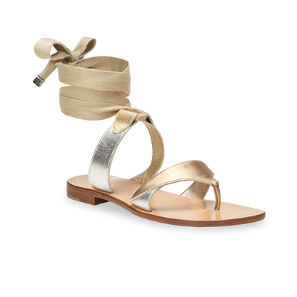 10mm Italian Made Flat Grear Sandal in Gold Calf