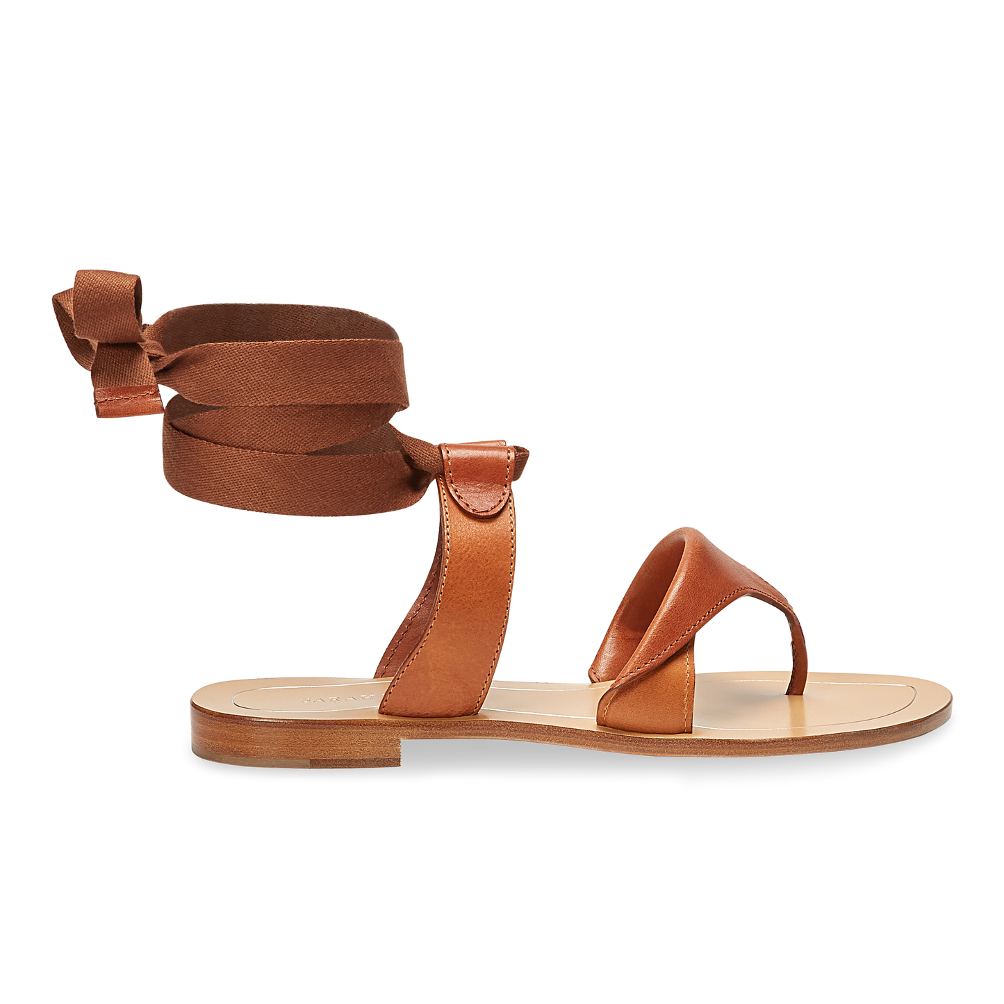 10mm Italian Made Flat Grear Sandal in Saddle Vachetta