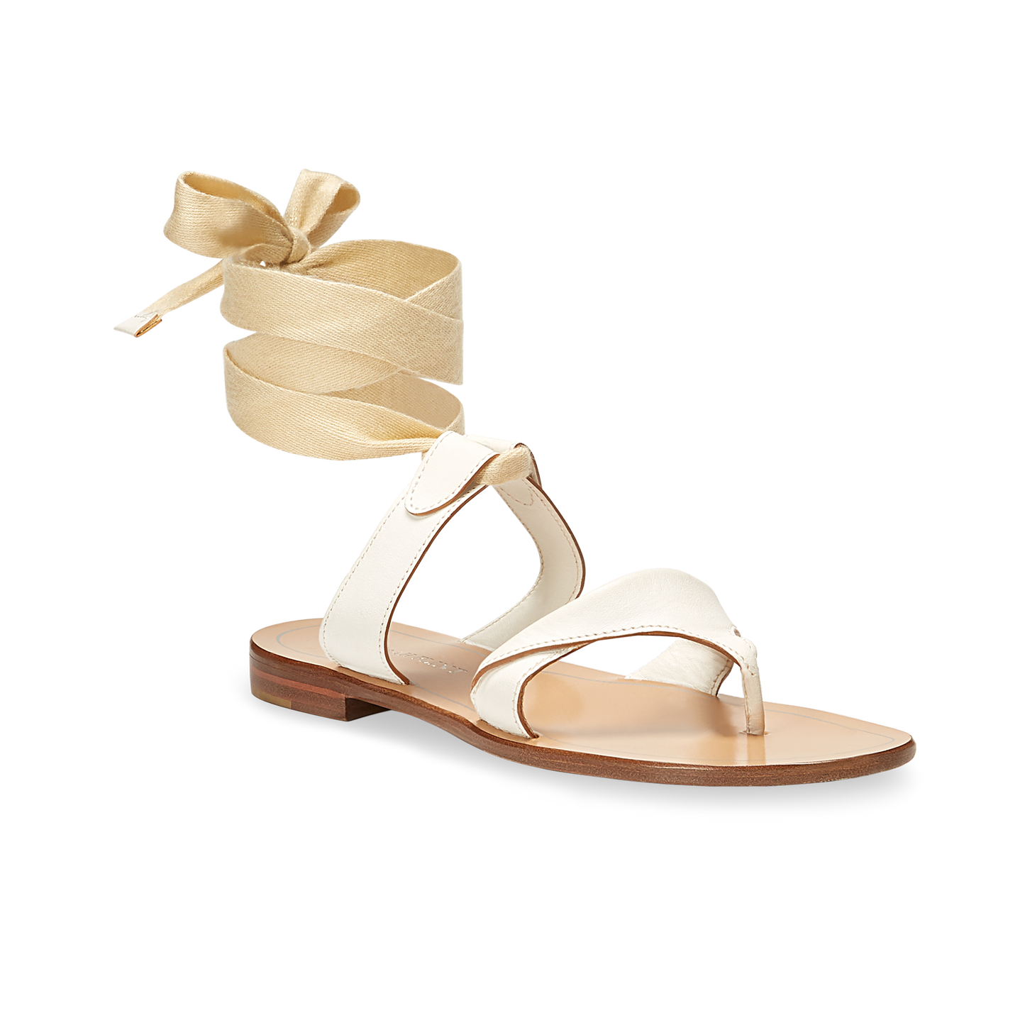 10mm Italian Made Flat Grear Sandal in White Vachetta