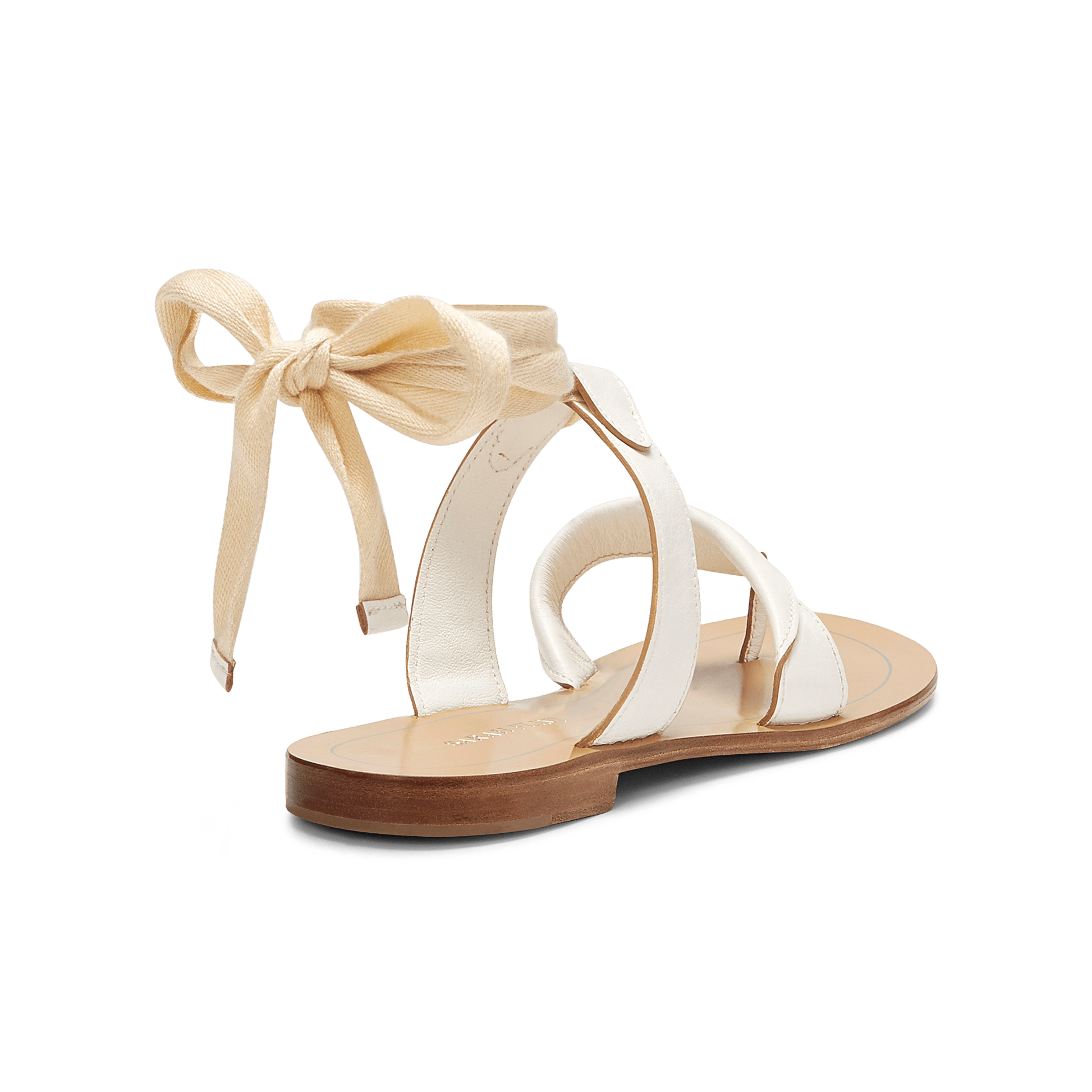 10mm Italian Made Flat Grear Sandal in White Vachetta