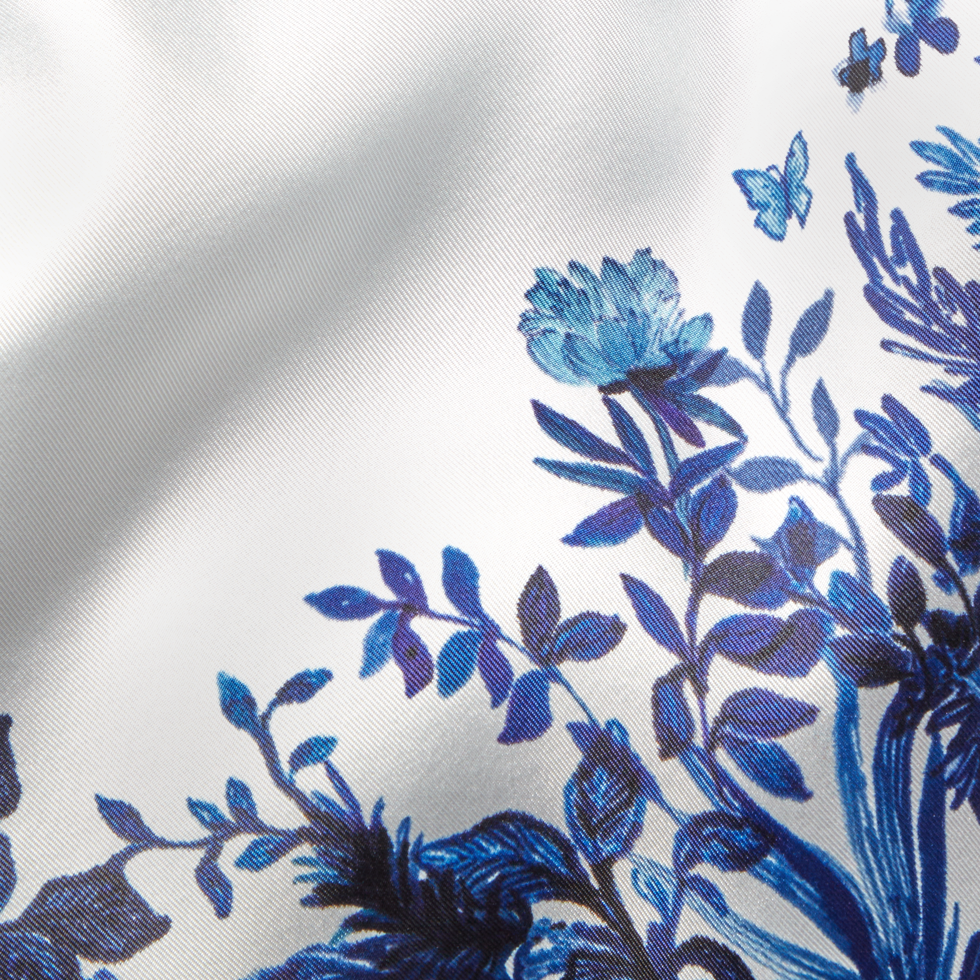 Hidden Garden Scarf 45 in Flora Blue Silk