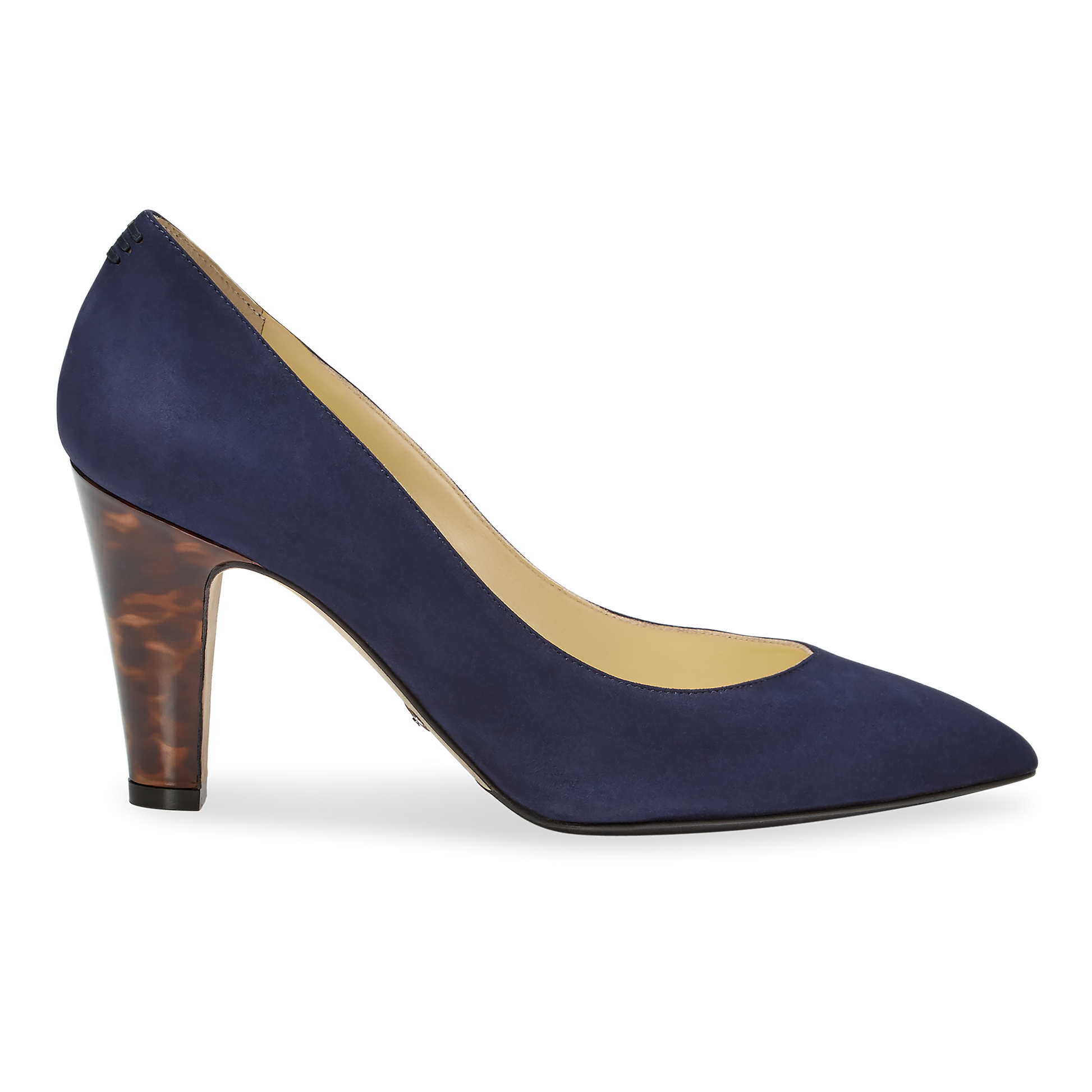 85mm Italian Made Pointed Toe Jay Pump in Navy Suede