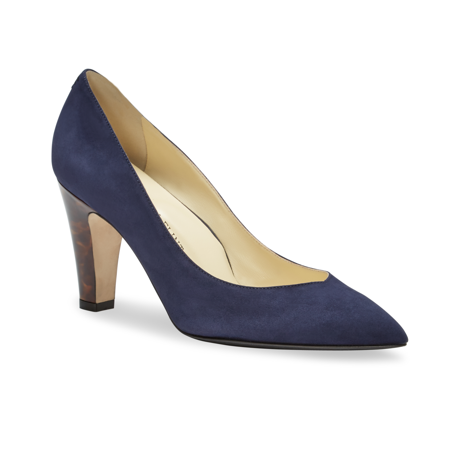 85mm Italian Made Pointed Toe Jay Pump in Navy Suede