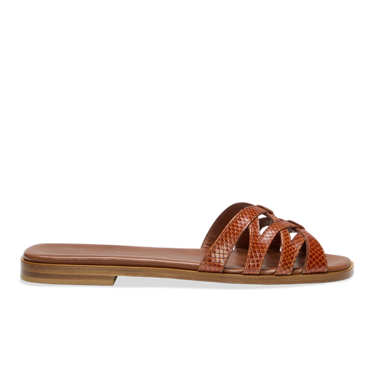 Kim Sandal in Toffee & Embossed Calf