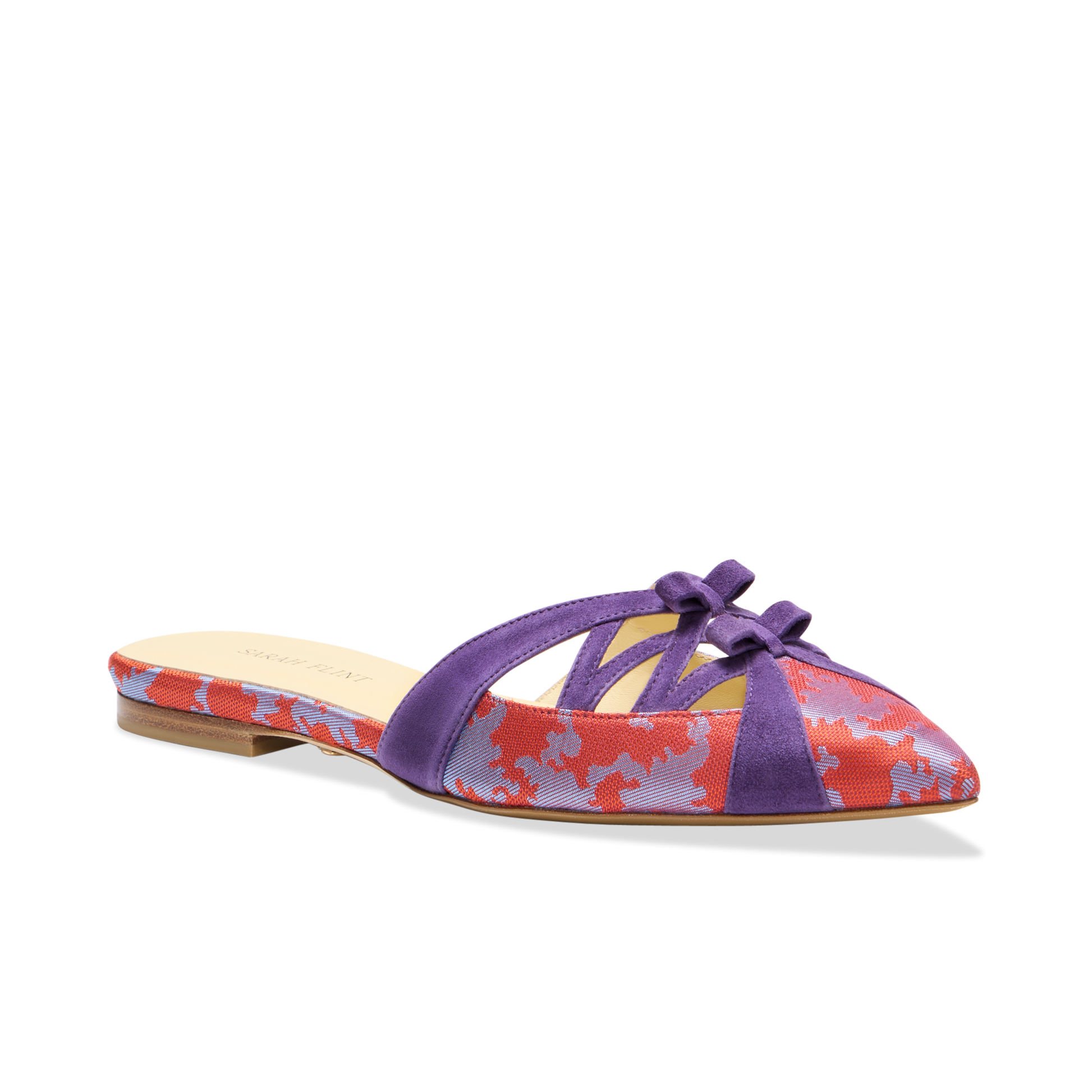 Kim Mule in Scarlet & Mauve Silk Jacquard