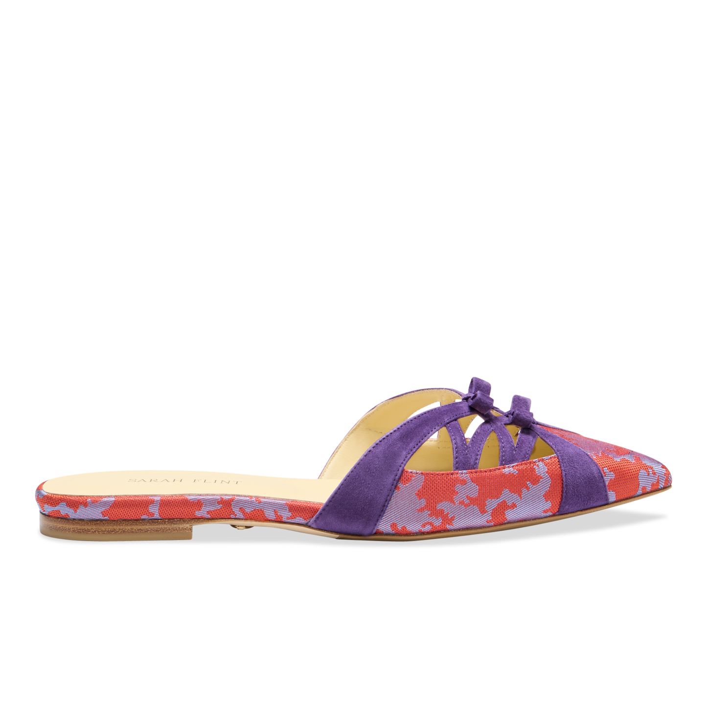 Kim Mule in Scarlet & Mauve Silk Jacquard