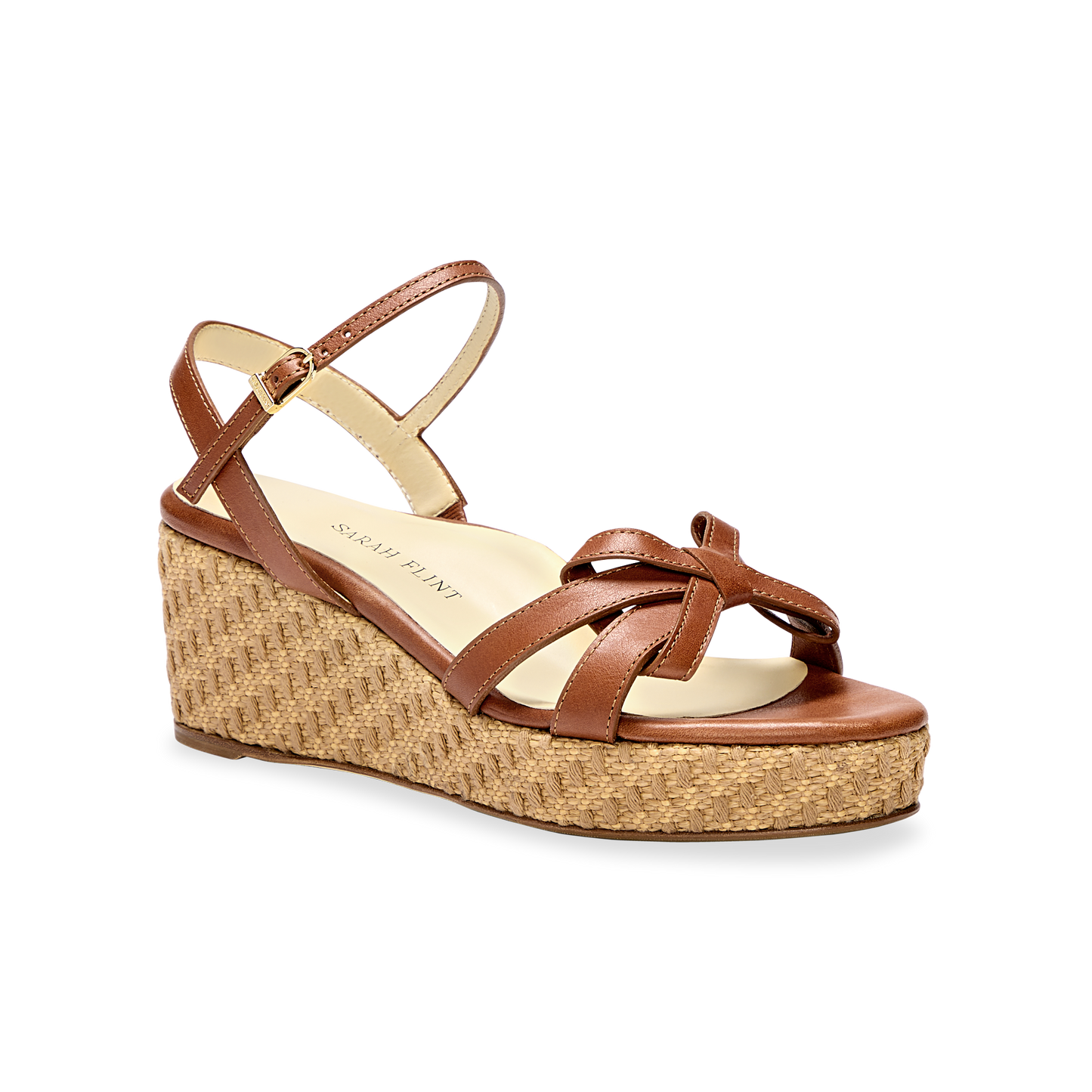 Mirjana Wedge 50 in Saddle Vachetta And Raffia