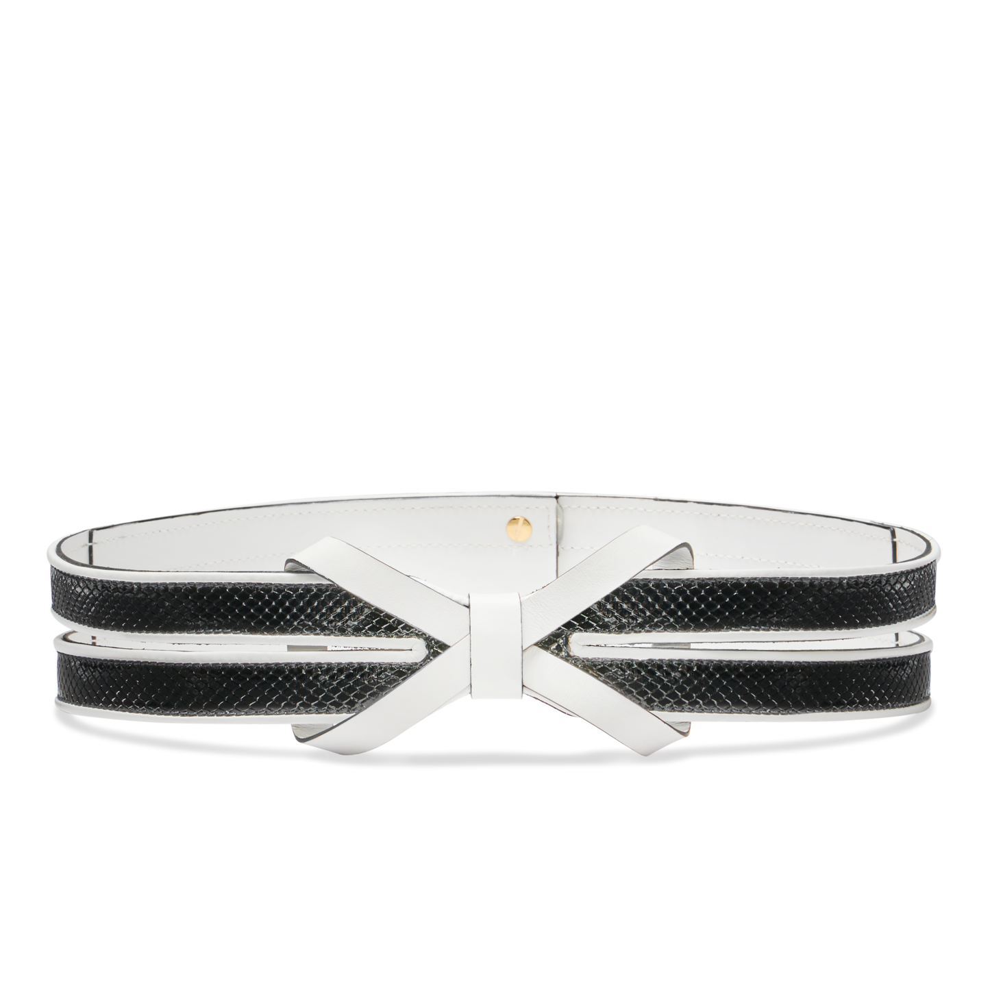 Mirjana Belt in White & Black Embossed Calf