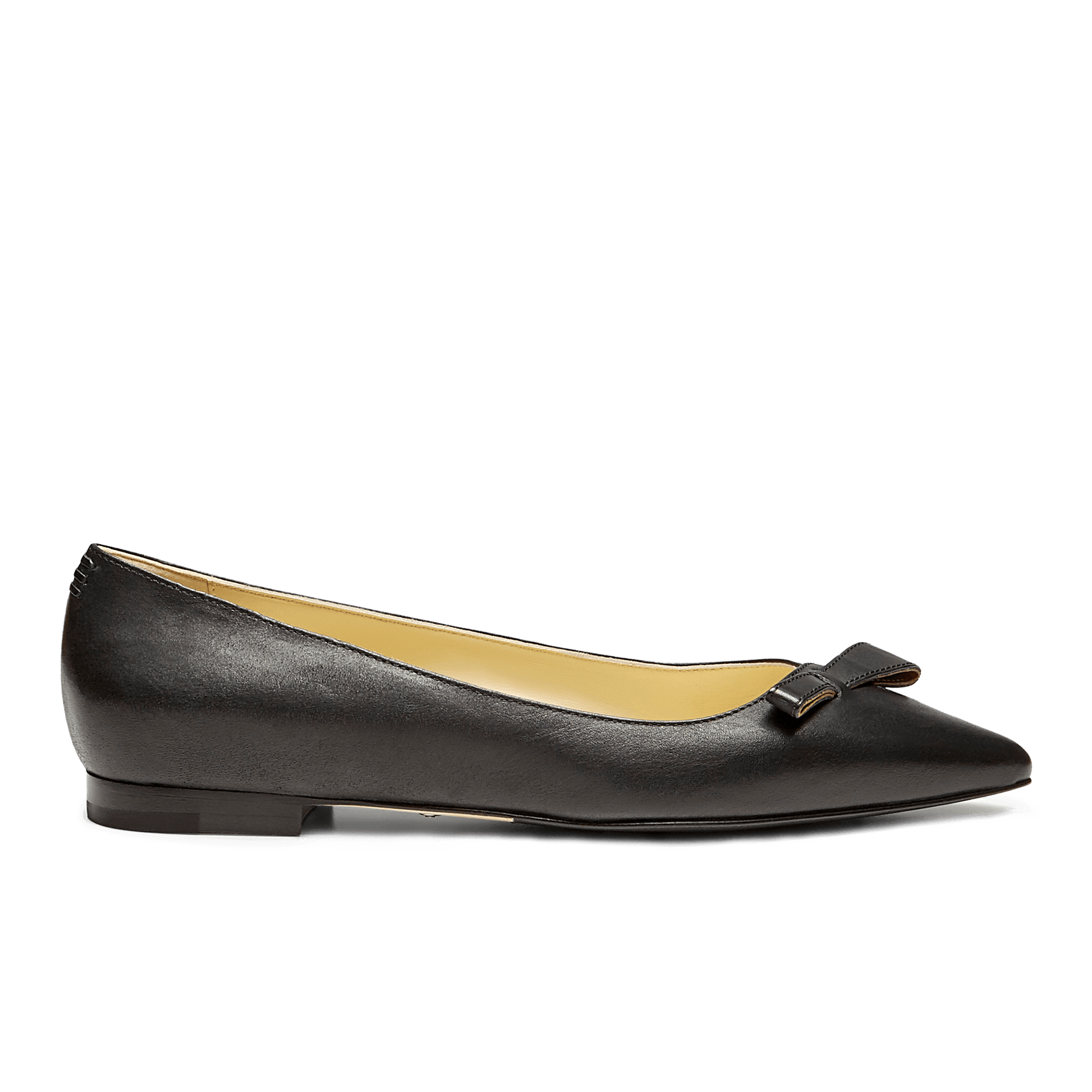 10mm Italian Made Natalie Pointed Toe Flat in Black Vacchetta