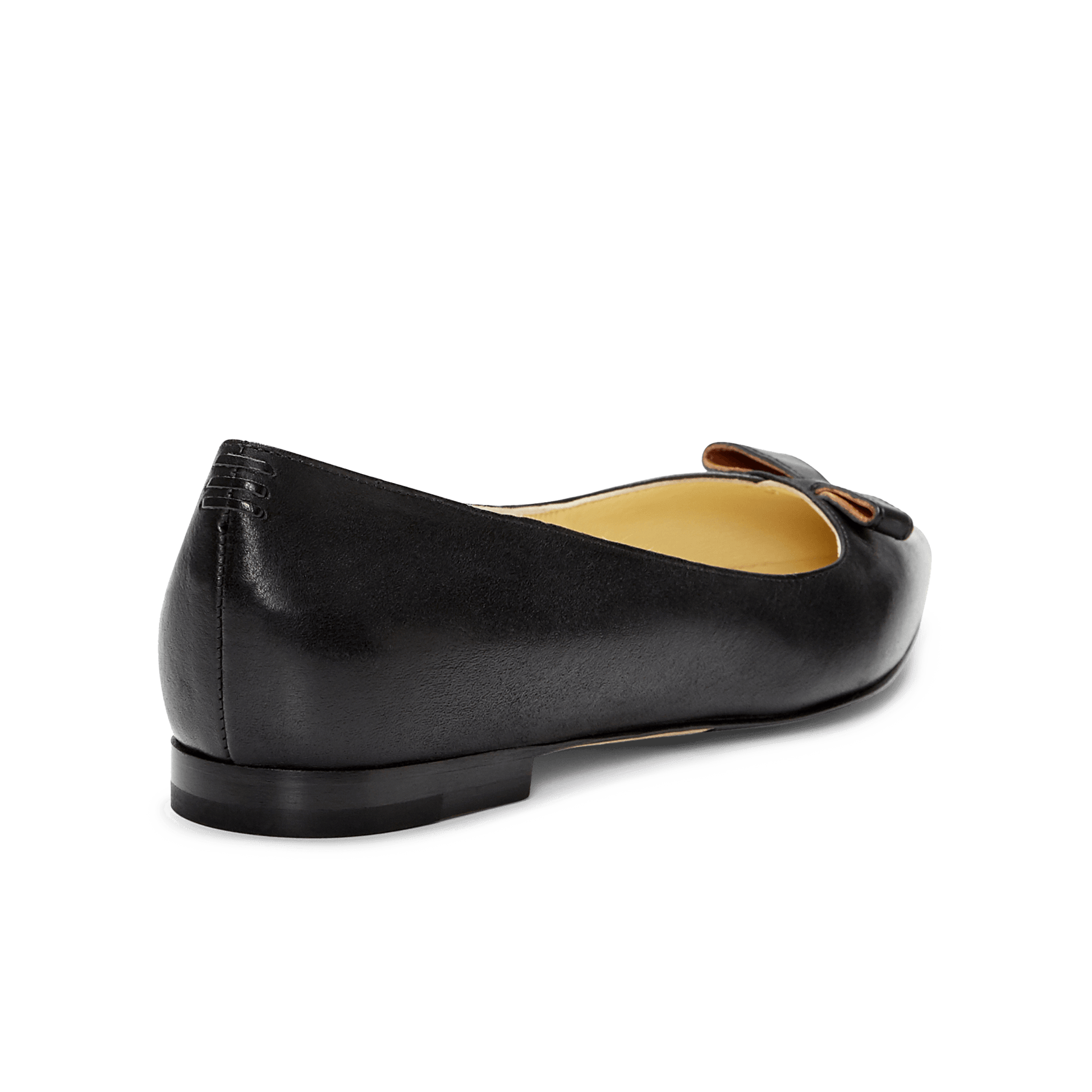 10mm Italian Made Natalie Pointed Toe Flat in Black Vacchetta