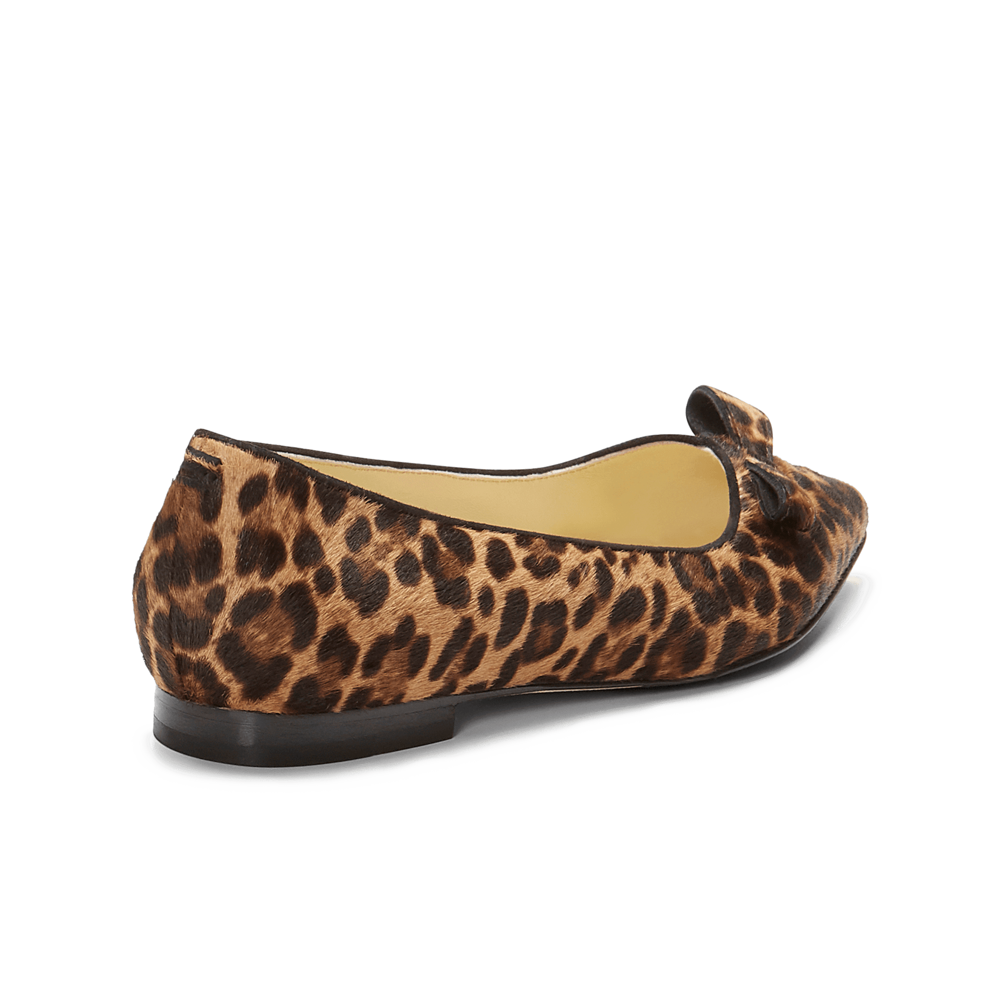 10mm Italian Made Natalie Pointed Toe Flat in Chocolate Leopard Hair Calf