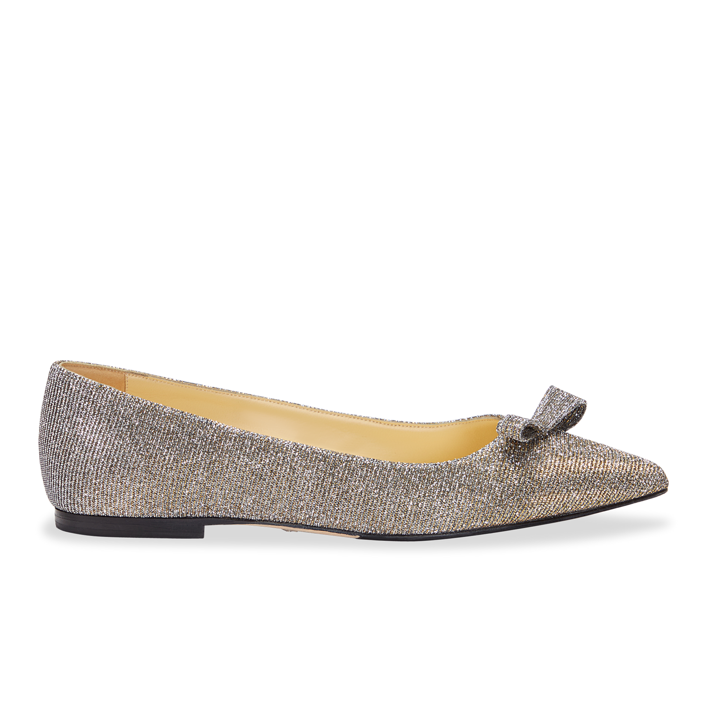 10mm Italian Made Natalie Pointed Toe Flat in Gunmetal Lame