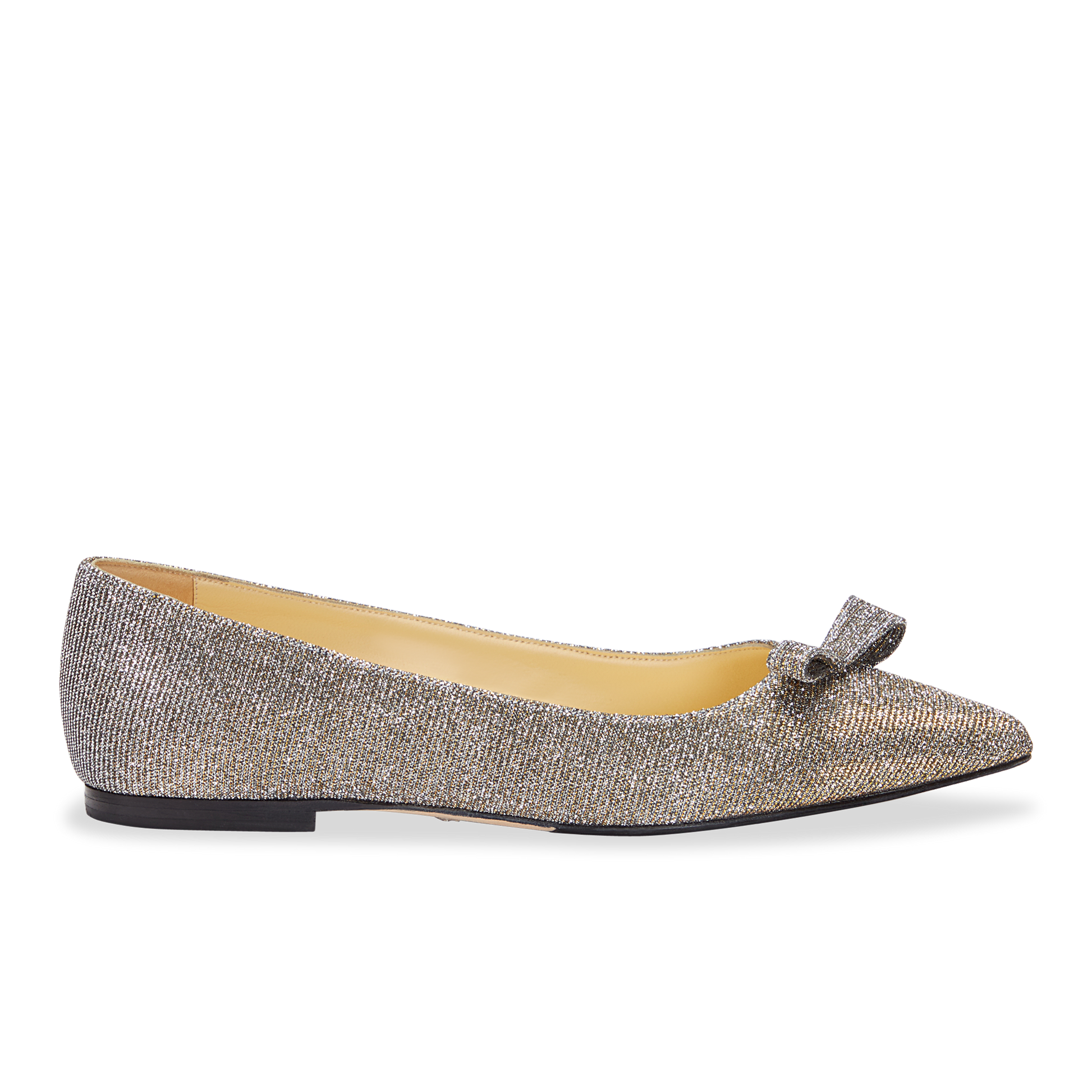 10mm Italian Made Natalie Pointed Toe Flat in Gunmetal Lame