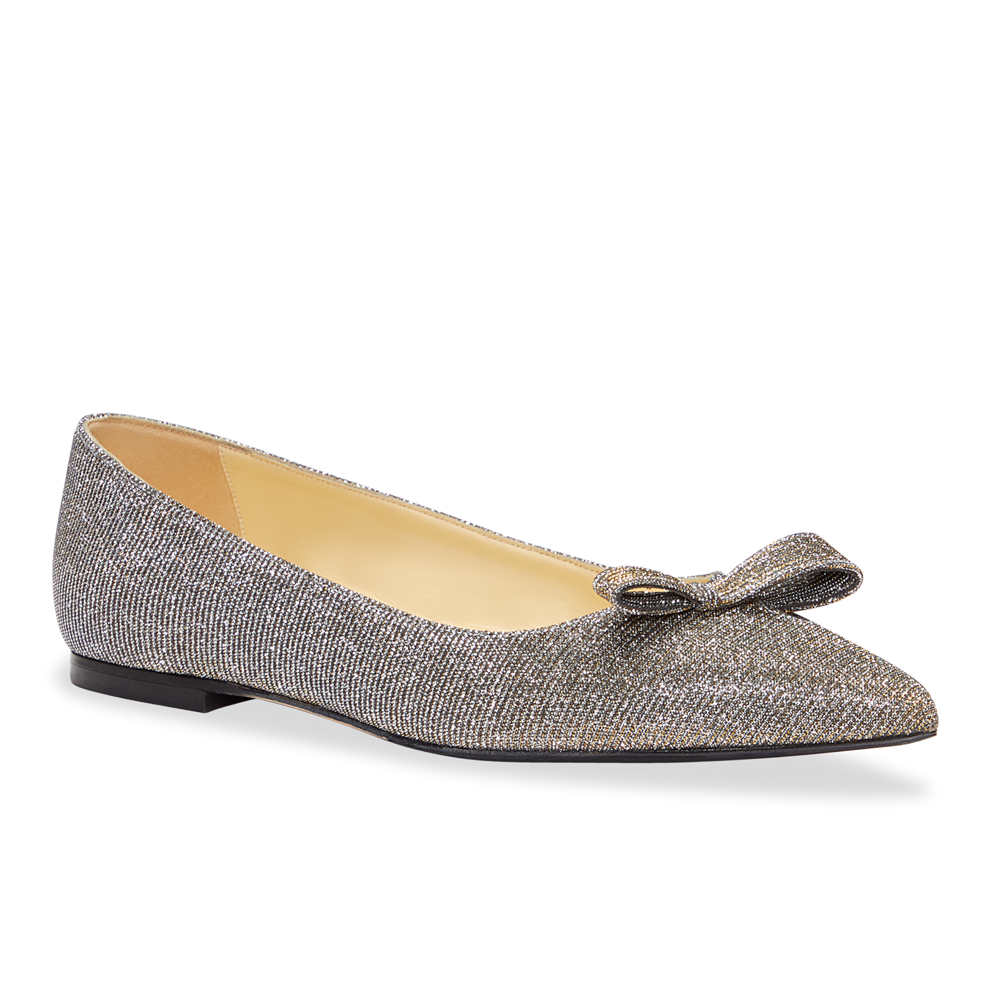 10mm Italian Made Natalie Pointed Toe Flat in Gunmetal Lame