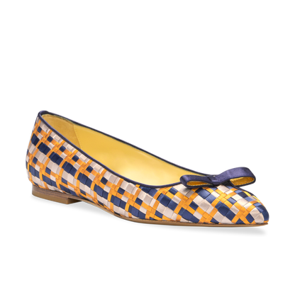 Natalie in Royal Navy & Goldenrod Satin Weave