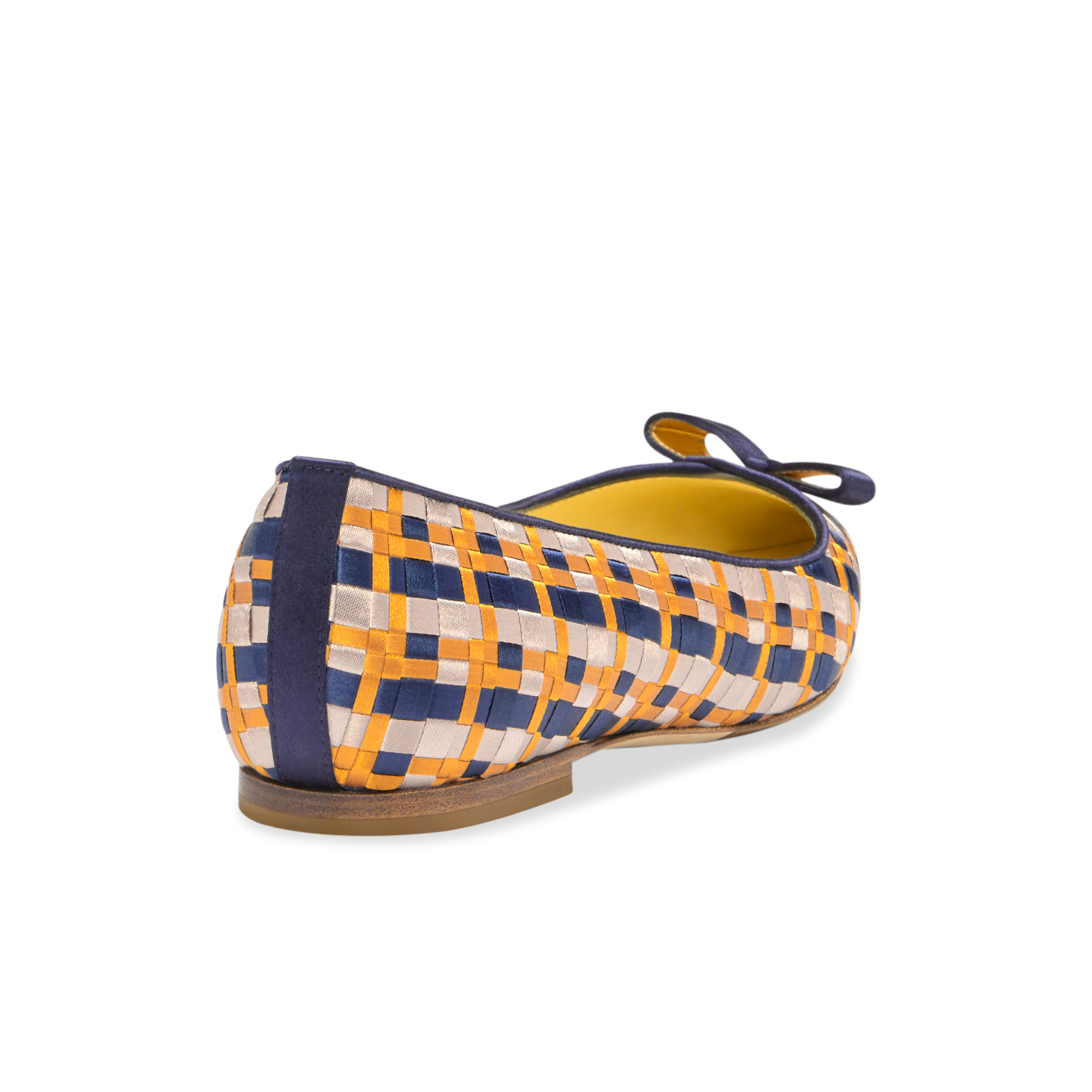 Natalie in Royal Navy & Goldenrod Satin Weave