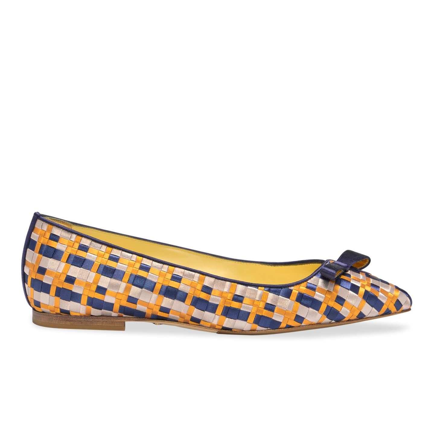 Natalie in Royal Navy & Goldenrod Satin Weave