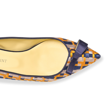 Natalie in Royal Navy & Goldenrod Satin Weave