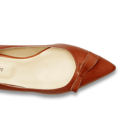 10mm Italian Made Natalie Pointed Toe Flat in Saddle Vacchetta