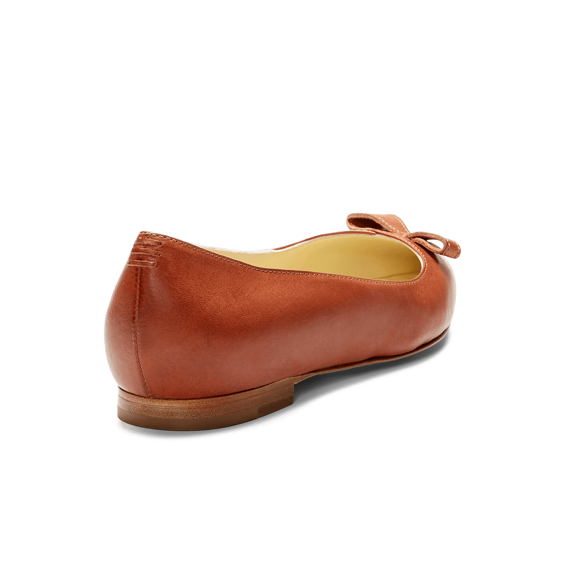 10mm Italian Made Natalie Pointed Toe Flat in Saddle Vacchetta