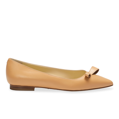 10mm Italian Made Natalie Pointed Toe Flat in Sand Calf