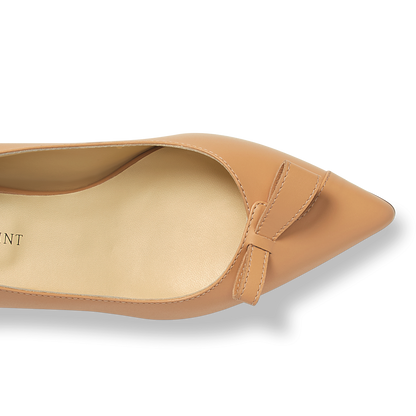 10mm Italian Made Natalie Pointed Toe Flat in Sand Calf