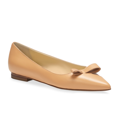 10mm Italian Made Natalie Pointed Toe Flat in Sand Calf