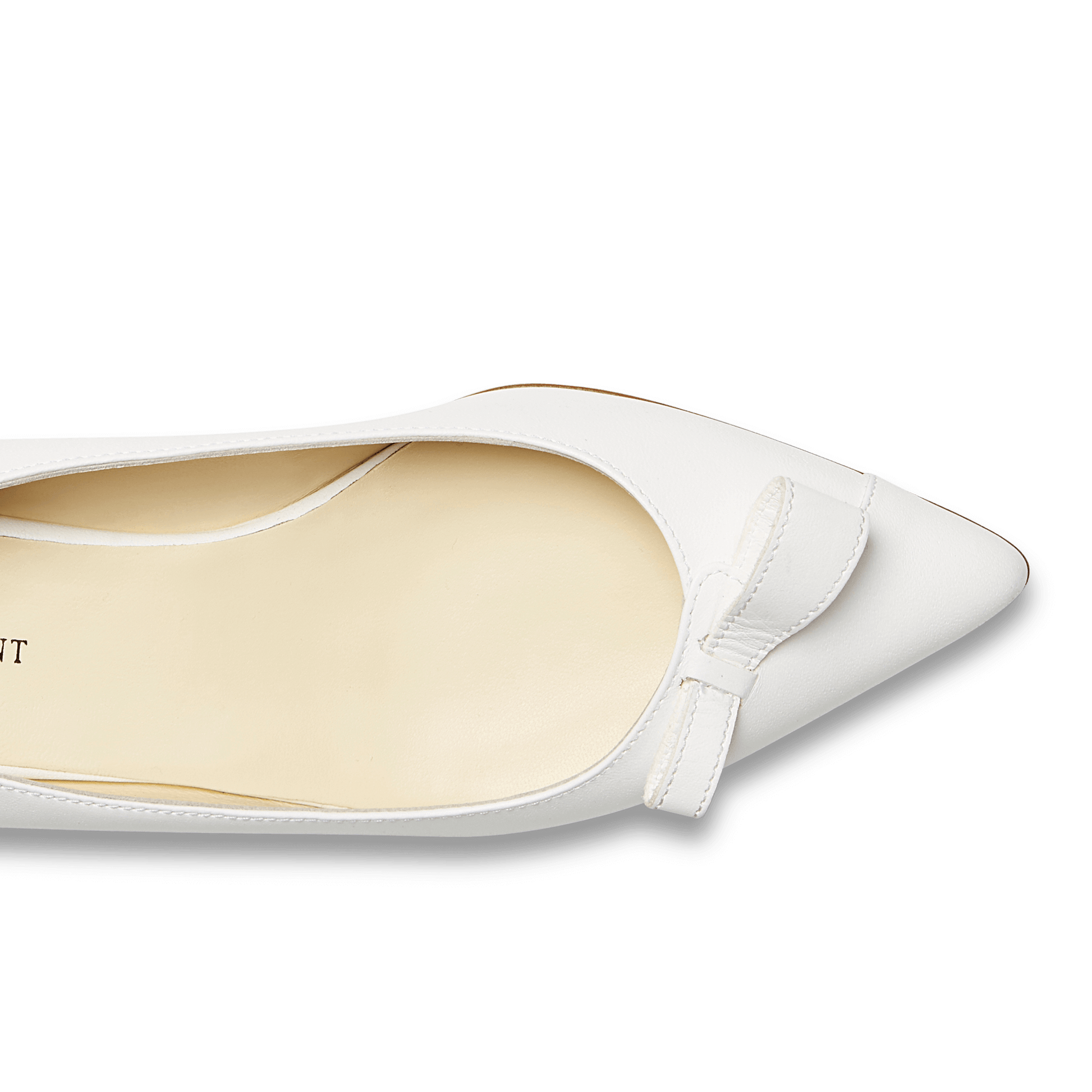 10mm Italian Made Natalie Pointed Toe Flat in White Calf