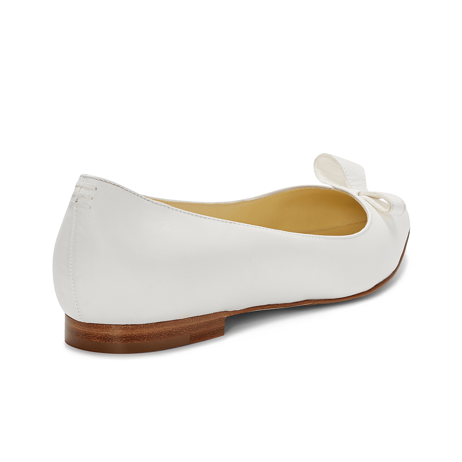 10mm Italian Made Natalie Pointed Toe Flat in White Calf