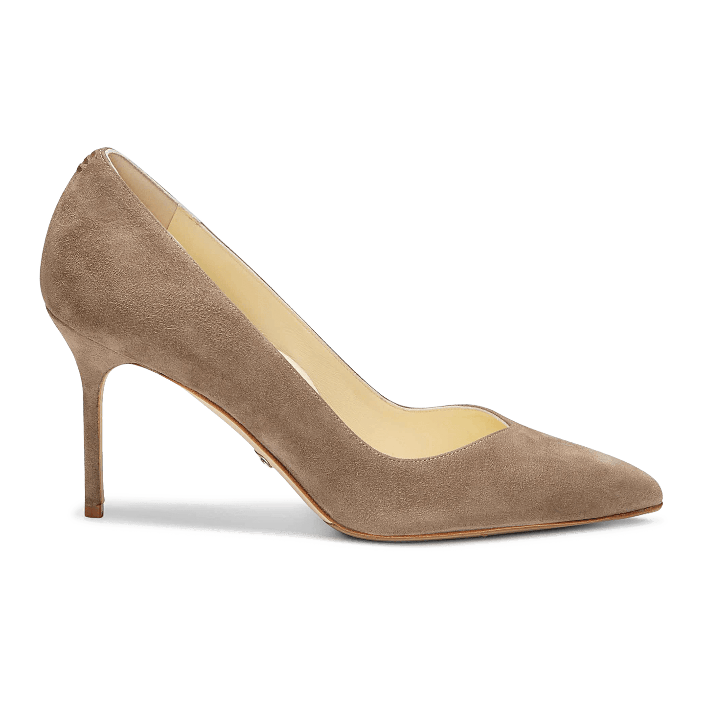 85mm Italian Made Pointed Toe Pump in Taupe Suede