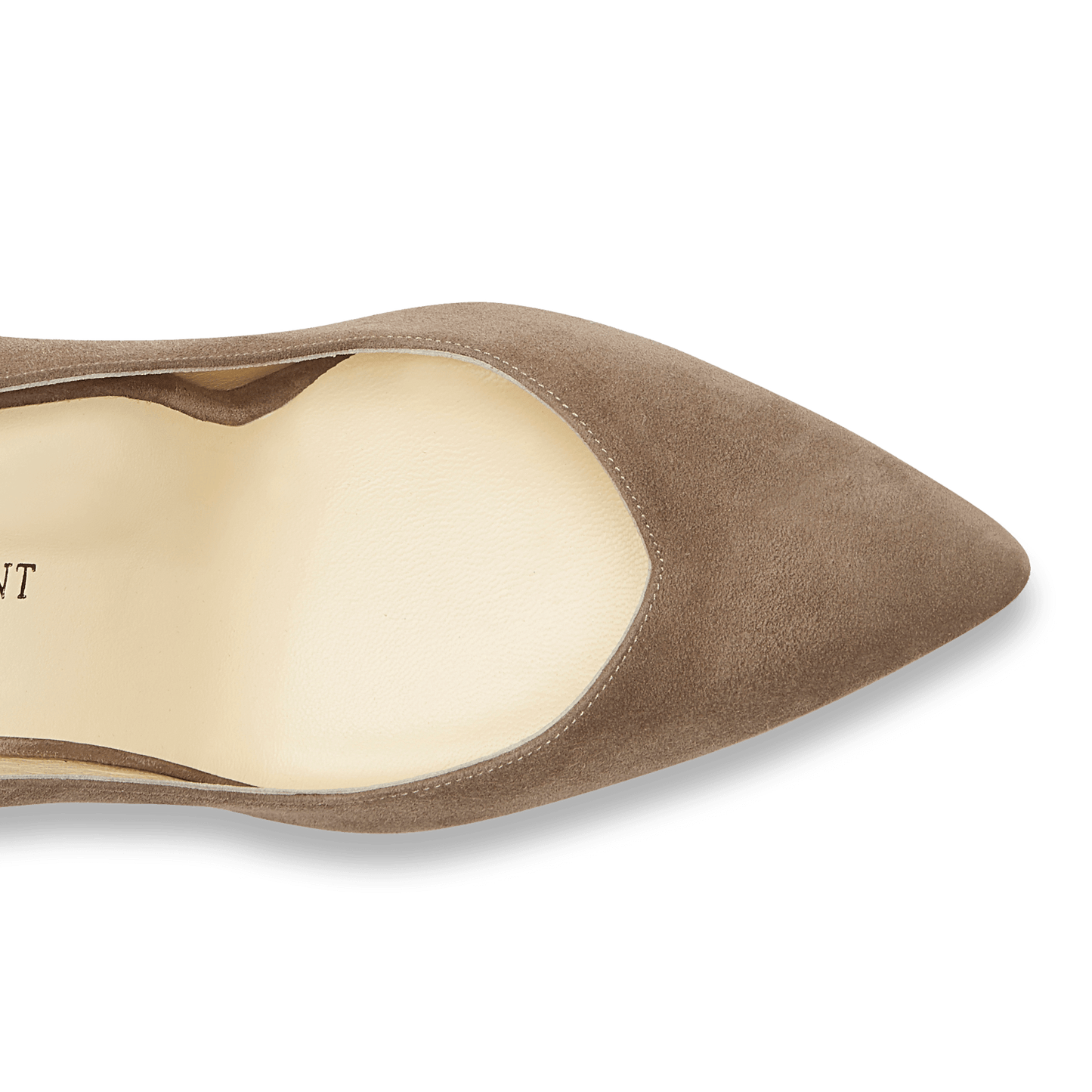 85mm Italian Made Pointed Toe Pump in Taupe Suede