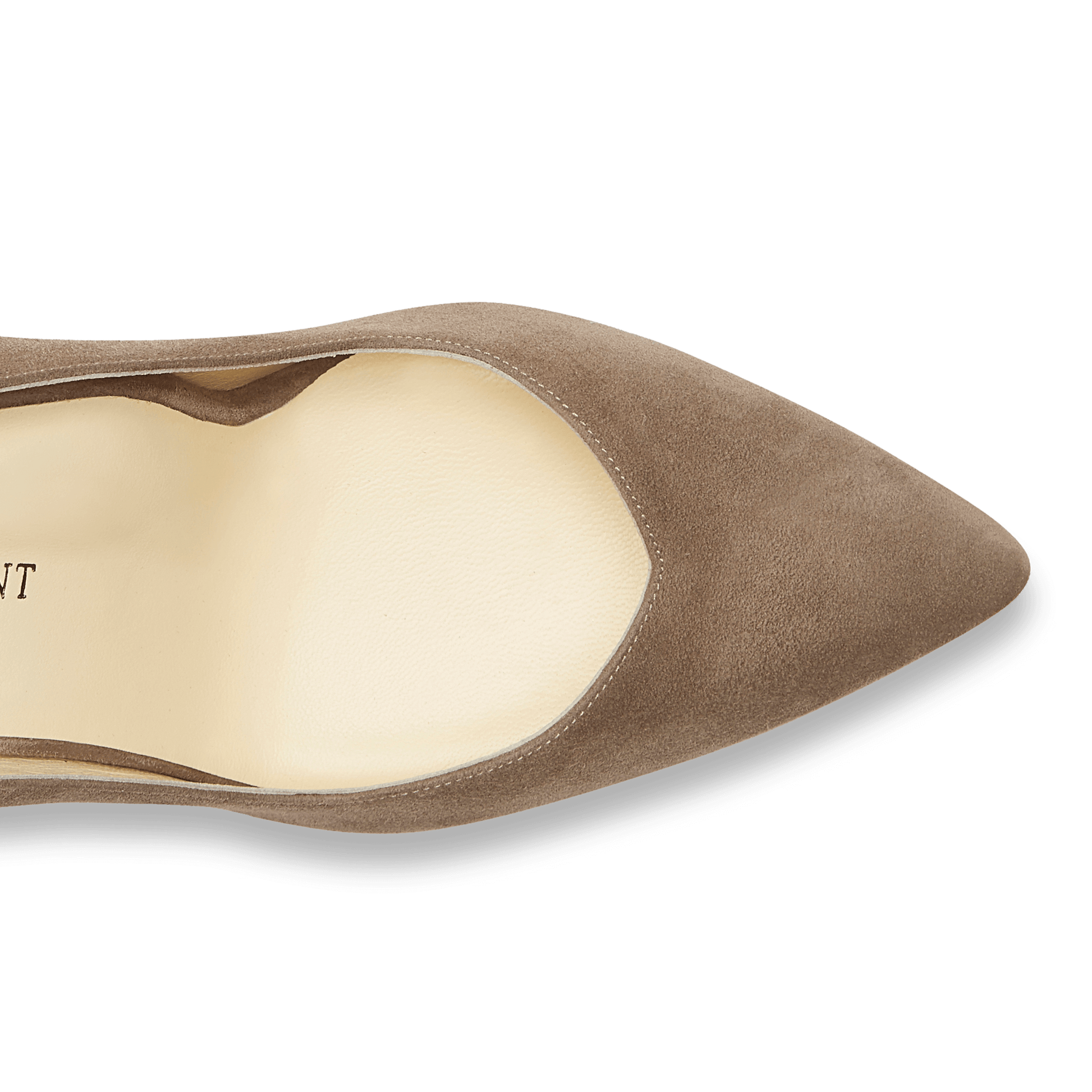 85mm Italian Made Pointed Toe Pump in Taupe Suede