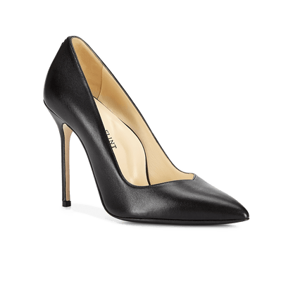 100m Italian Made Pointed Toe Pump in Black Calf