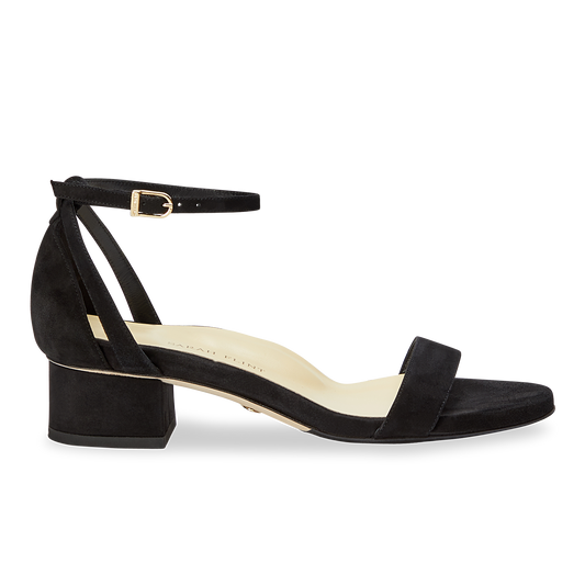 30mm Italian Made Perfect Block Sandal in Black Suede