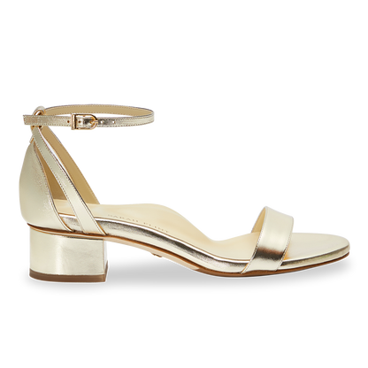 30mm Italian Made Perfect Block Sandal in Gold Nappa