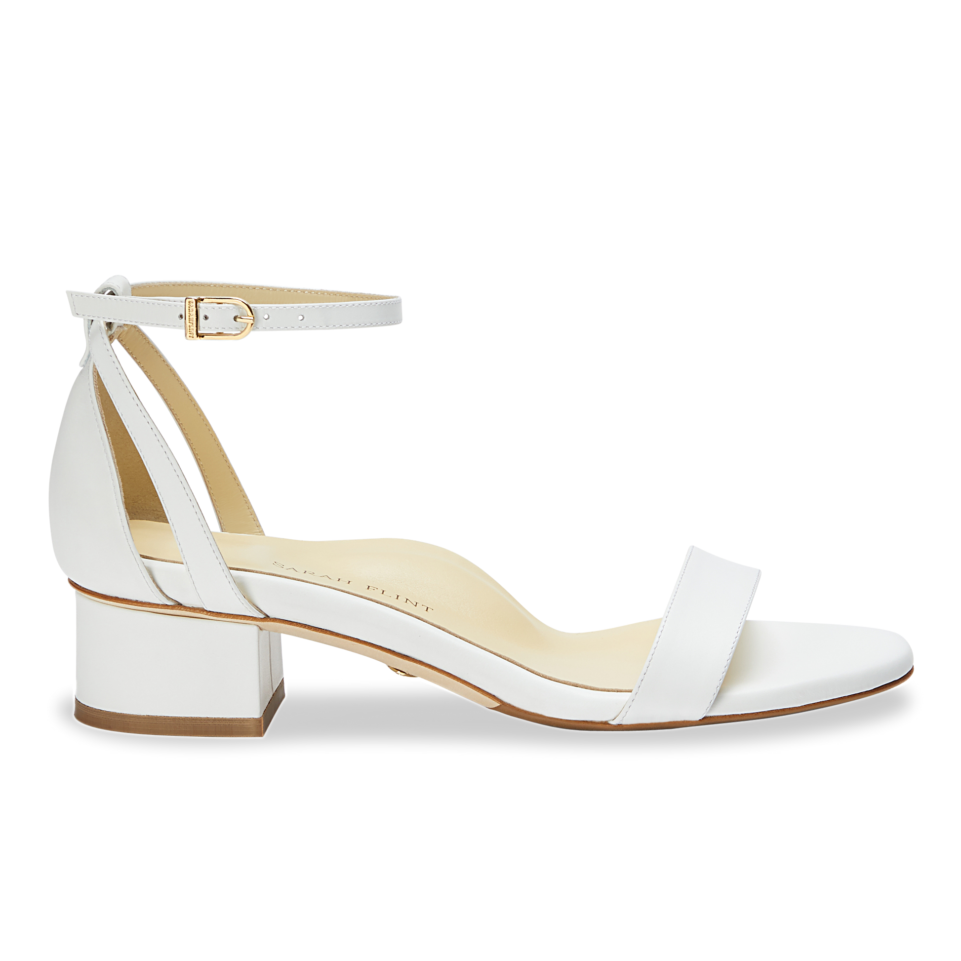 30mm Italian Made Perfect Block Sandal in White Calf