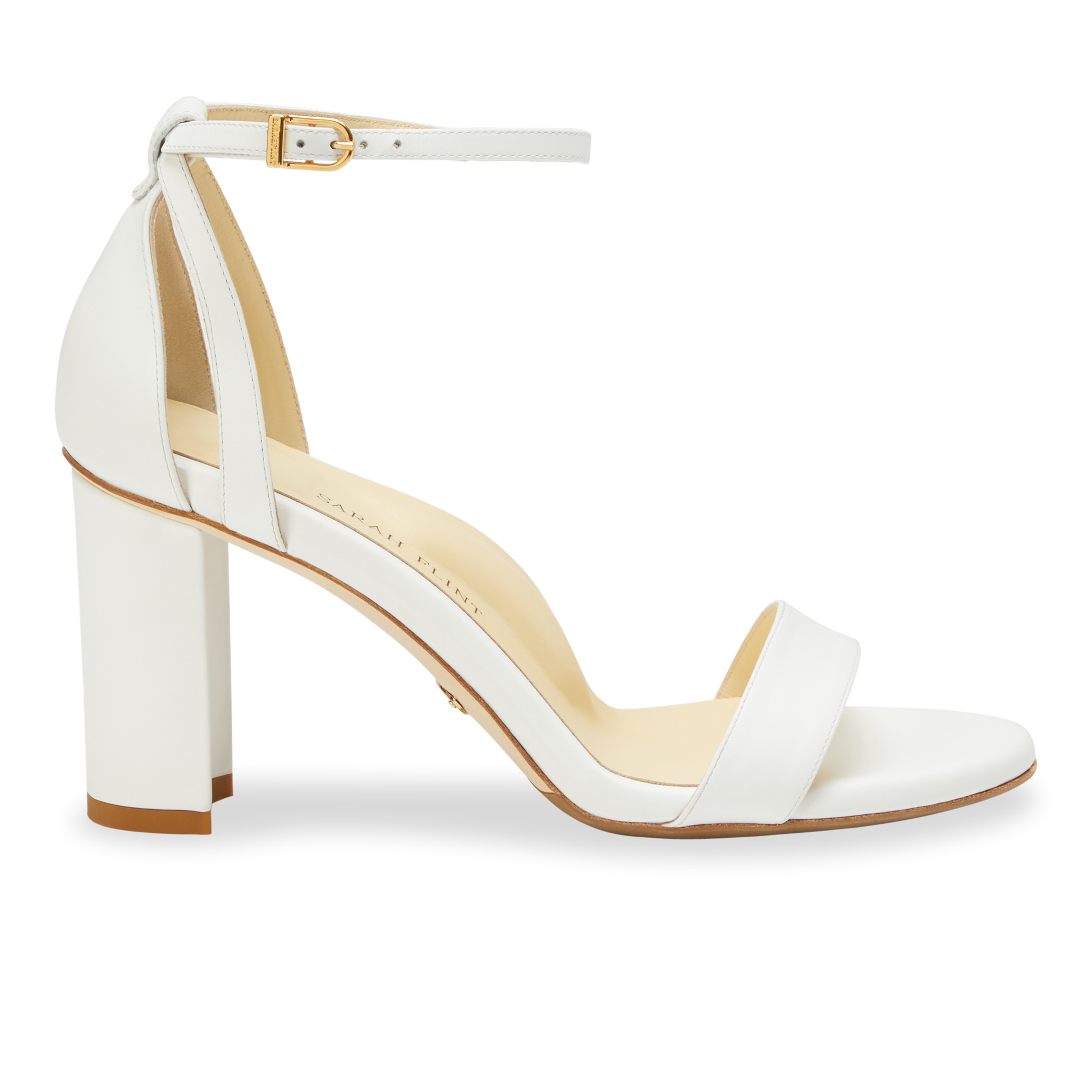 90mm Italian Made Perfect Block Sandal in White Calf