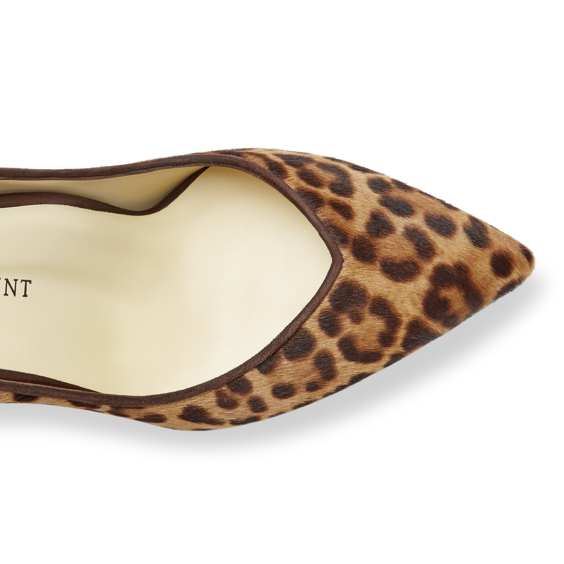 50mm Italian Made Pointed Toe Perfect Emma Pump in Chocolate Leopard Hair Calf