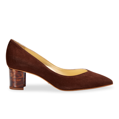 50mm Italian Made Pointed Toe Perfect Emma Pump in Espresso Suede